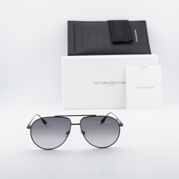 Victoria Beckham VB242S 043 Aviator Sunglasses – Gunmetal/Grey main image 8